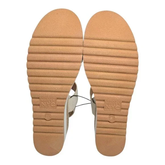 Madden NYC Wedge Strappy Pull-On Sandals Women’s Size 10 Talla Natural White - Picture 9 of 11